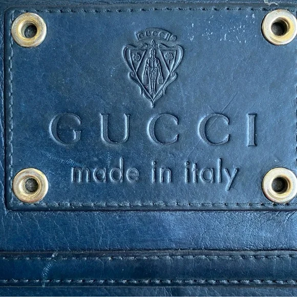 Gucci Vintage, Rare Navy Leather Wallet EUC w/ COA!